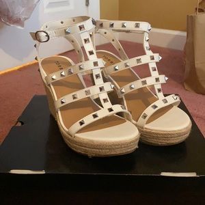 Torrid White Studded Platform Wedge Size 9W